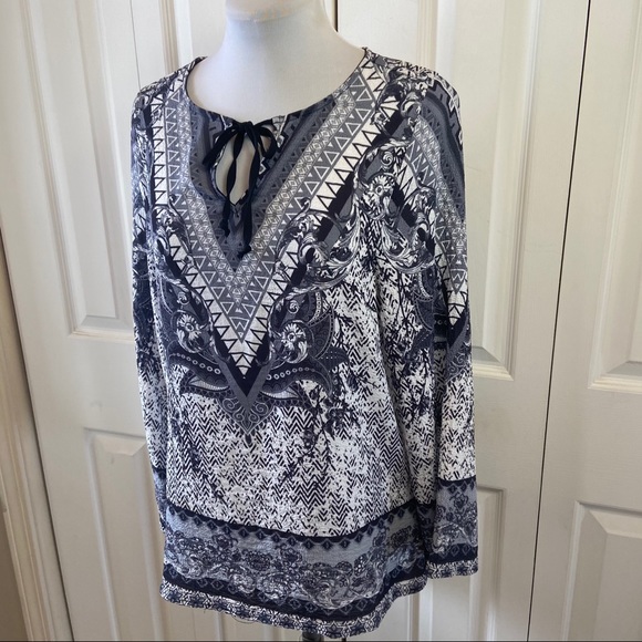 ElluminNation Boho Hippie Scroll Print Tunic Top S - Picture 6 of 11